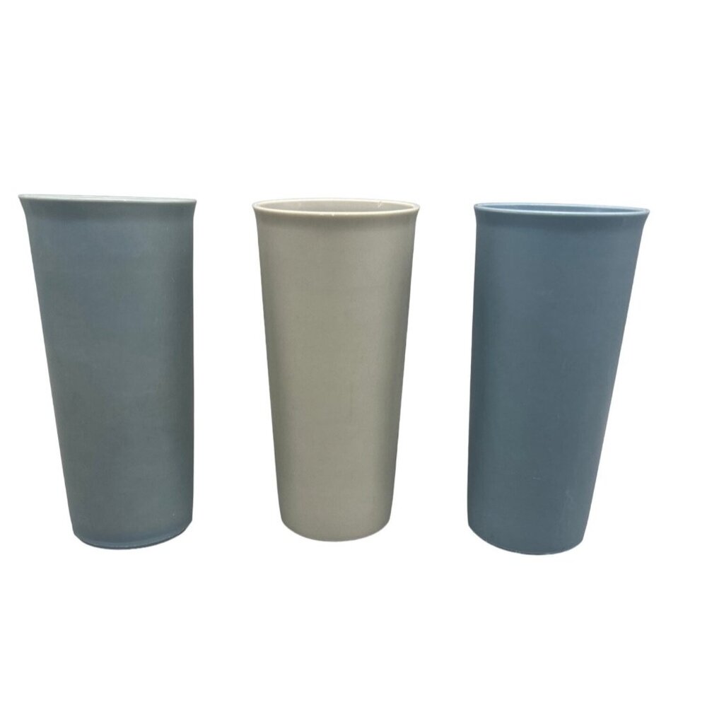 vintage tupperware cups drinkware set of 3 gray 5.5x2.5" plastic READ